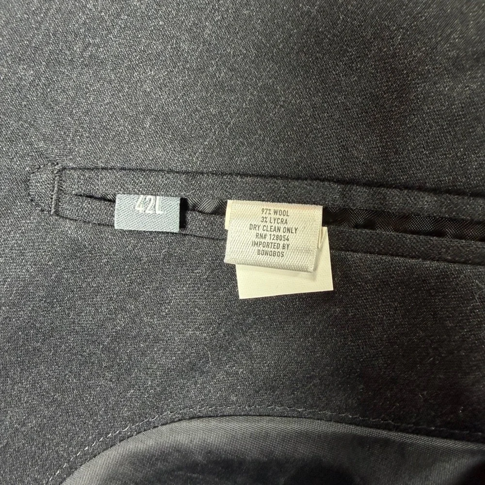 Bonobos Blazer Mens 42L Charcoal Grey Excellent Wool Slim Fit Suit Jacket 3003
